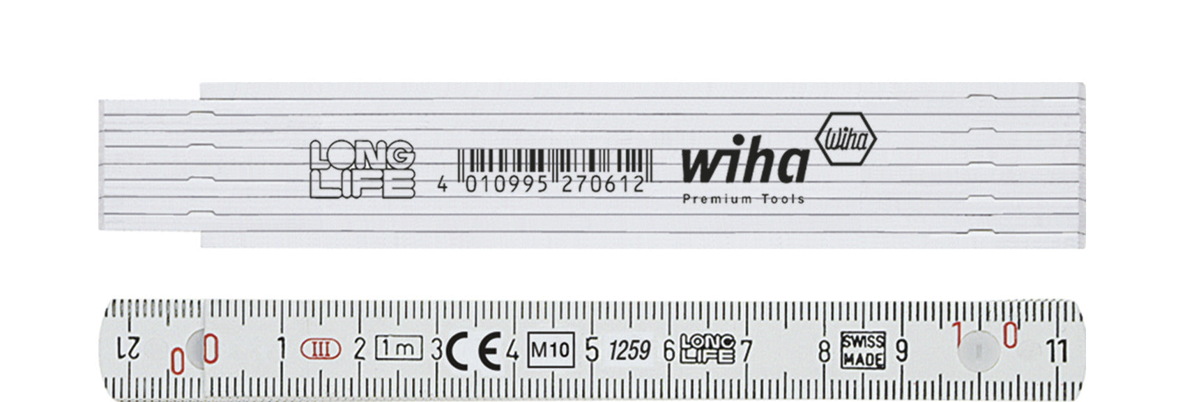 Wiha 27062 Folding Ruler 1m White Metric Plastic Longlife