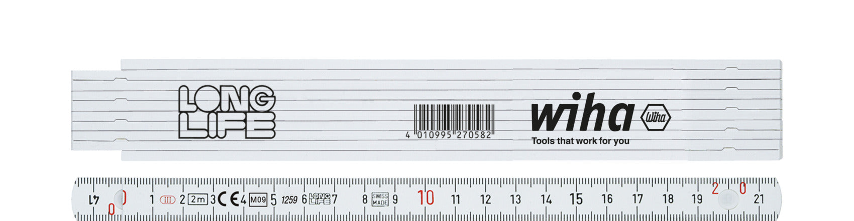 Wiha 27057 Folding Ruler 2m White Metric Plastic Longlife — Masterlec