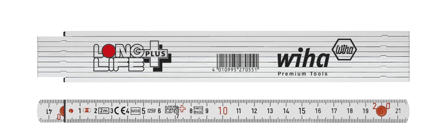 Wiha 27059 Folding Ruler 2m White Metric Plastic Longlife Plus