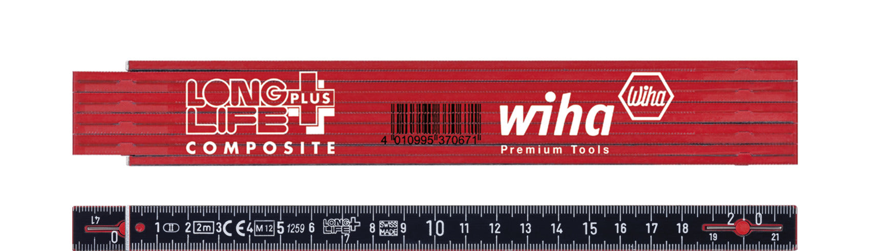 Wiha 37067 Folding Ruler 2m Black & Red Metric Plastic Longlife Plus Composite