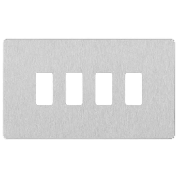BG Evolve Brushed Steel RPCDBS4W 4 Gang Front Cover Plate