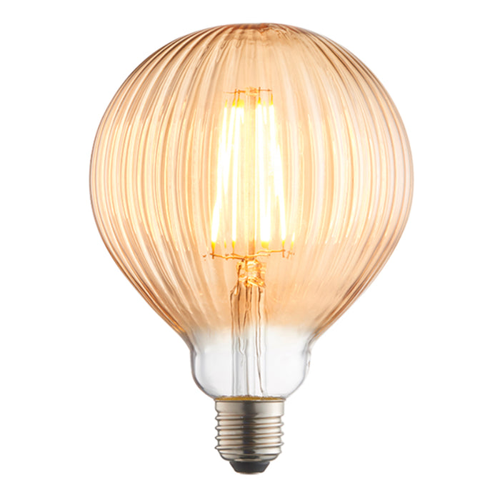 Endon Ribb E27 Amber Tinted Glass Light Bulb LED Filament 125mm dia 80179