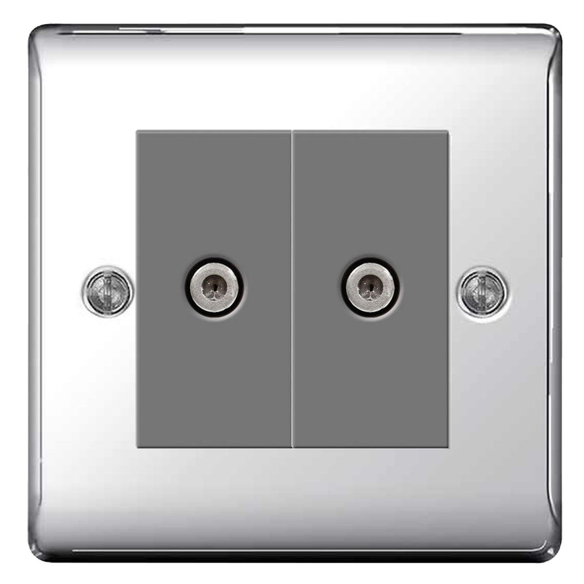 BG Nexus Polished Chrome 2 Gang Satellite Sky Socket Grey inserts ...