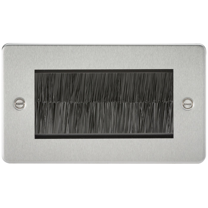 Knightsbridge Screwed Flat Plate Brushed Chrome Switches & Sockets Satin Black Inserts