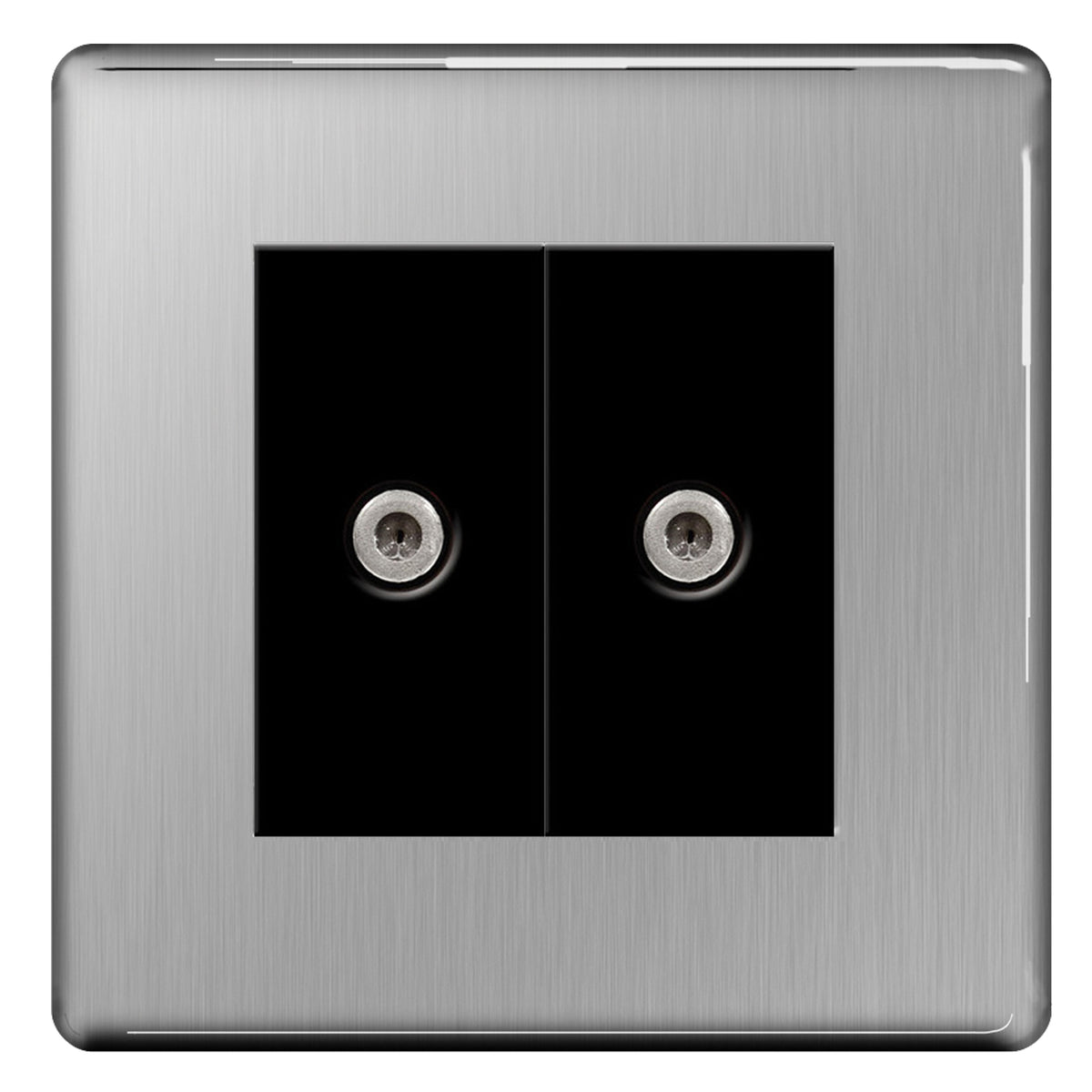 BG Nexus Brushed Steel Screwless 2 Gang Satellite Sky Socket Black ins ...