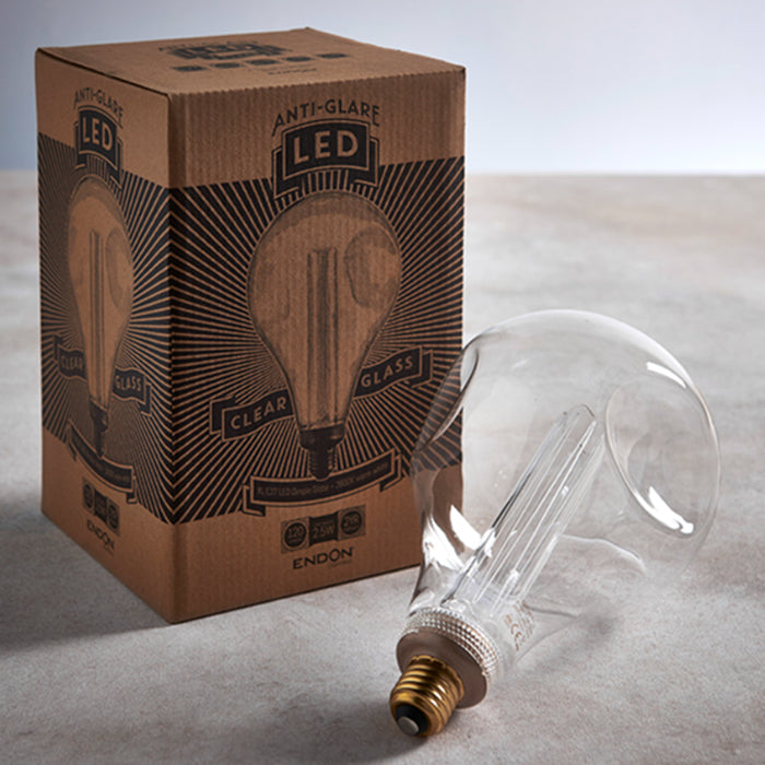 Endon XL E27 LED Dimple Globe Clear Glass Light Bulb 148mm dia 77113