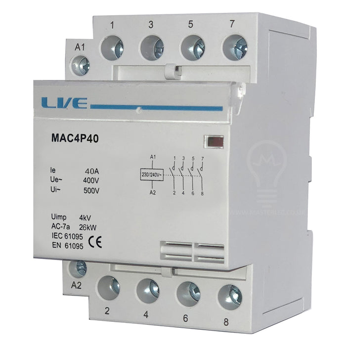 Live Electrical MAC4P40 40 Amp 4 Pole Contactor