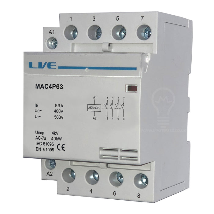 Live Electrical MAC4P63 63 Amp 4 Pole Contactor