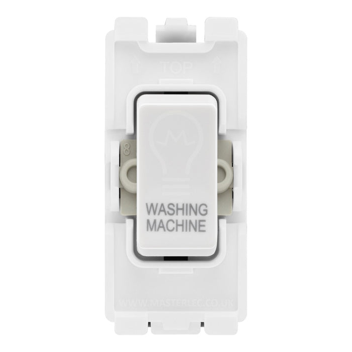 BG RRWMW White 20 Amp Double Pole Appliance Grid Switch Labelled Washing Machine