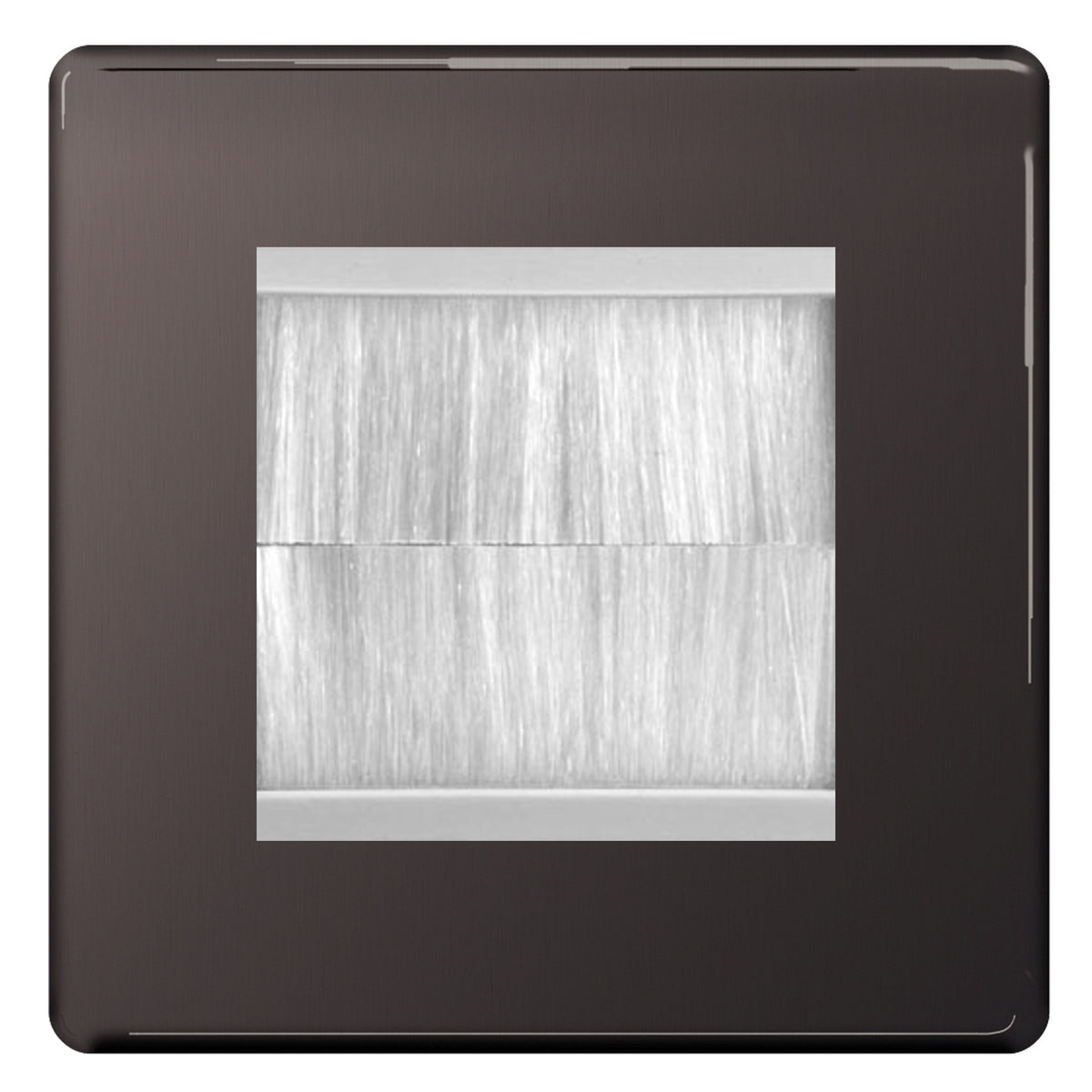 BG Screwless Black Nickel Single 1 Gang Brush Cable Entry Wall Plate W