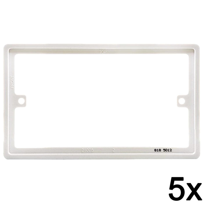 5x BG Nexus 818 White 2 Gang Double 10mm Depth Rectangular Spacer Frame Back Box Plate 818-01