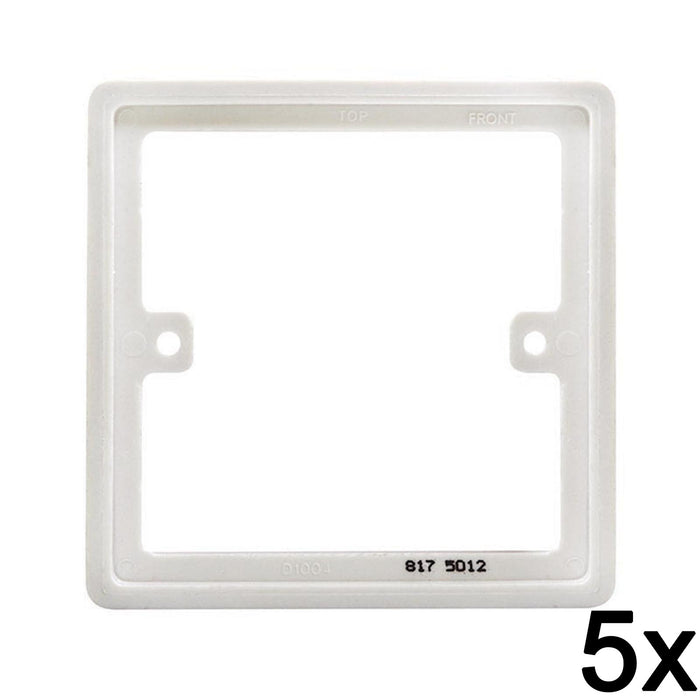 5x BG Nexus 817 White 1 Gang Single 10mm Depth Square Spacer Frame Back Box Plate 817-01