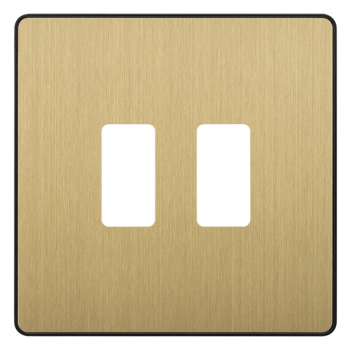 BG Evolve Satin Brass RPCDSB2B 2 Gang Front Cover Plate