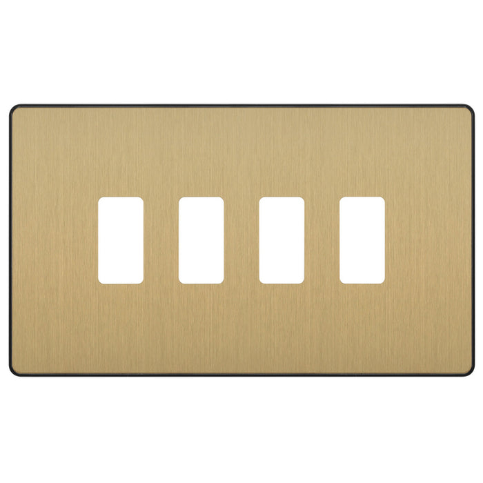 BG Evolve Satin Brass RPCDSB4B 4 Gang Front Cover Plate