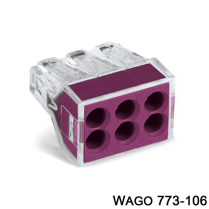 Wago 773-106 Push Wire Connector For Junction Boxes 2.5mm 6 Way