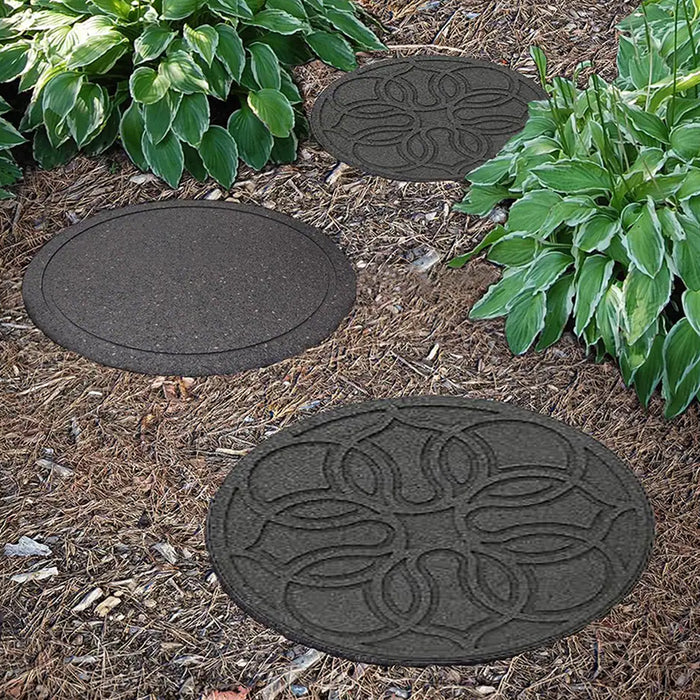 Primeur Grey Reversible Medallion Stepping Stone Recycled Rubber