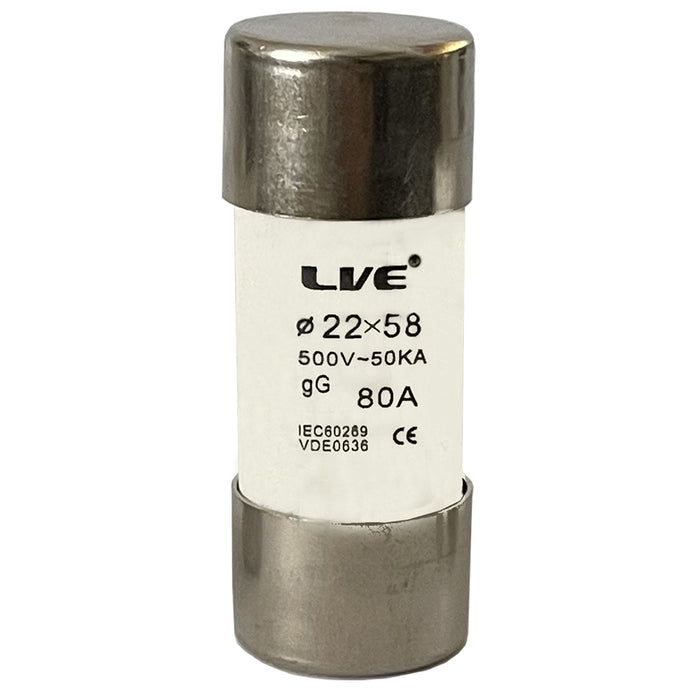 Live Electrical 80 Amp Fuse 22 x 58 FU80A22