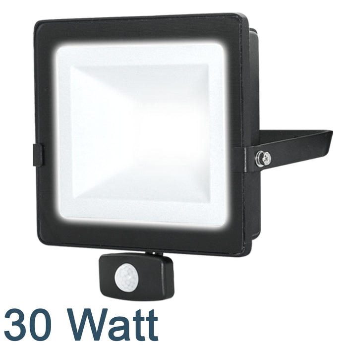 Luceco Eco Slimline LED PIR Floodlight EFLD30B40P 30 Watt 4000K IP65 Black