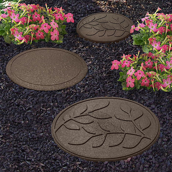 Primeur Earth Reversible Leaves Stepping Stone Recycled Rubber