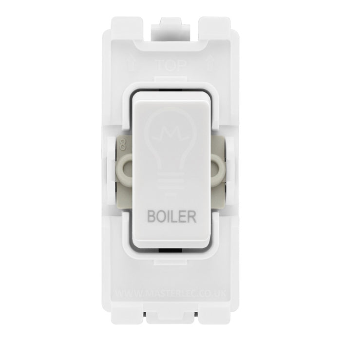 BG RRBLW White 20 Amp Double Pole Appliance Grid Switch Labelled Boiler