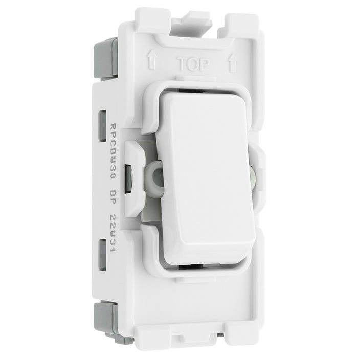 BG Evolve White RPCDW30 20 Amp Double Pole Secret Key Switch Appliance Grid Switch