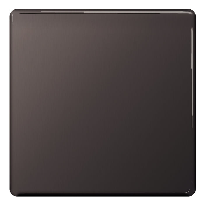BG Nexus Screwless Flat Plate Black Nickel Single Blanking Plate FBN94