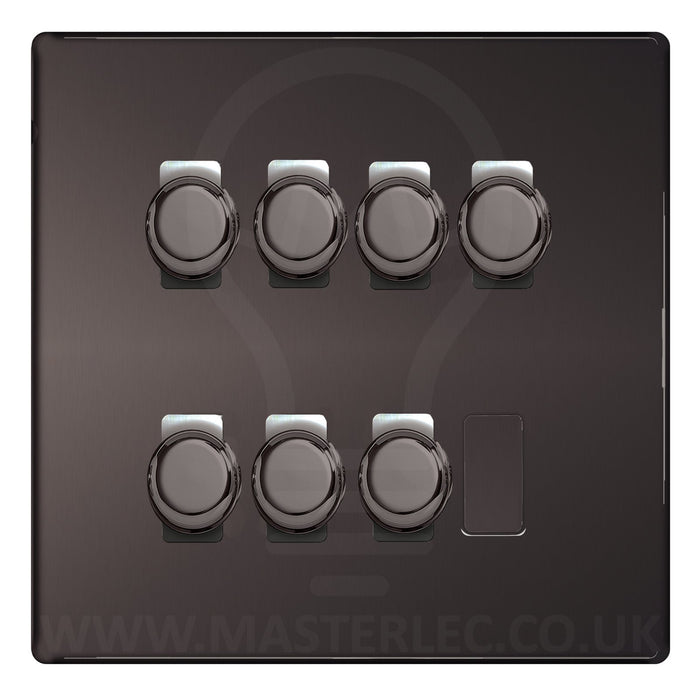 BG Black Nickel Screwless Flat Plate 7 Gang Trailing Edge LED Dimmer Light Switch 2 Way Custom Switch