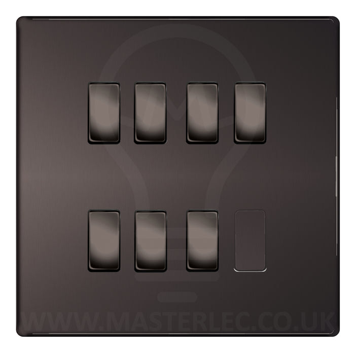 BG Black Nickel Screwless Flat Plate 7 Gang Light Switch Custom Switch