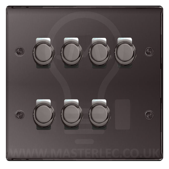 BG Black Nickel 7 Gang Trailing Edge LED Dimmer Light Switch 2 Way Custom Switch
