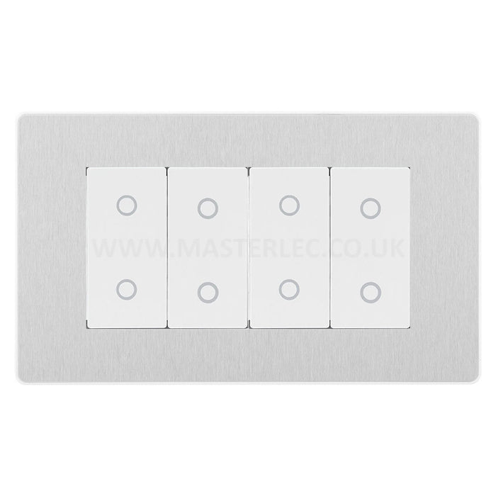 BG Evolve Brushed Steel Screwless Quad Master Touch Dimmer Switch PCDBSTDM4W