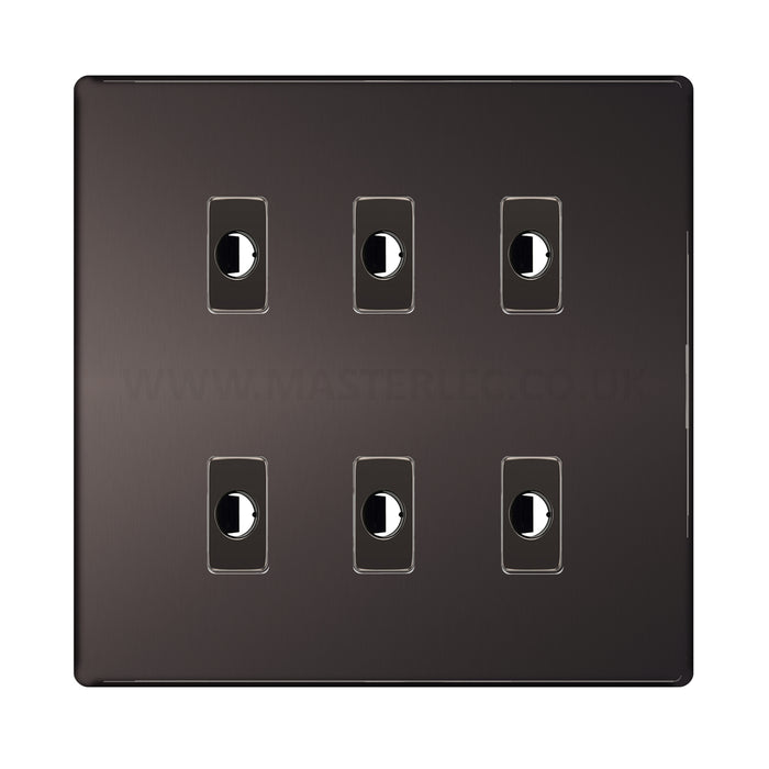 BG Nexus Screwless Black Nickel 6 Gang Flex Outlet Socket