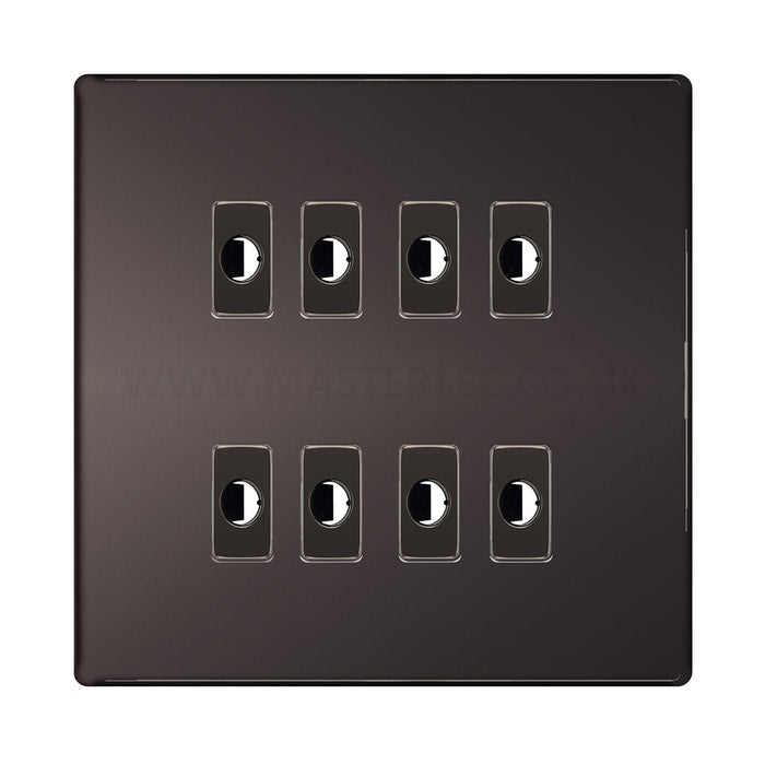 BG Nexus Screwless Black Nickel 8 Gang Flex Outlet Socket