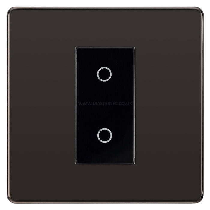 BG Nexus Screwless Black Nickel Single Master Touch Dimmer Switch Black Insert FBNTDM1B