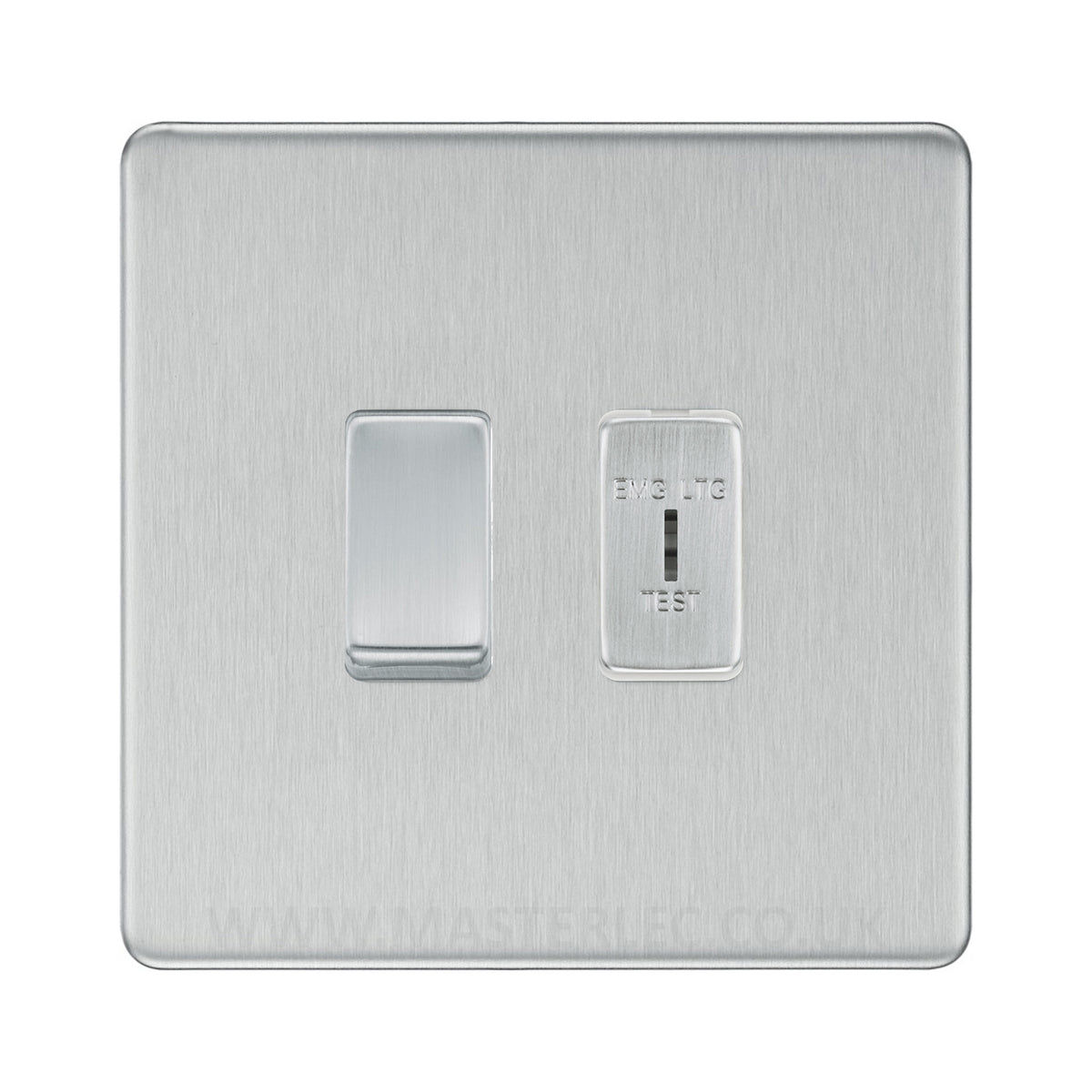 BG Nexus Screwless Brushed Steel 2 Gang Emergency Lighting (EMG LTG TE ...