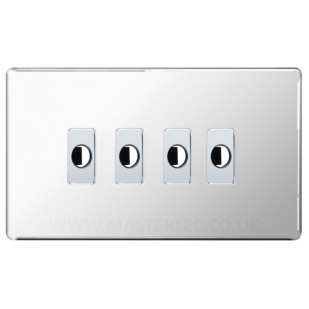 BG Nexus Screwless Polished Chrome 4 Gang Flex Outlet Socket — Masterlec