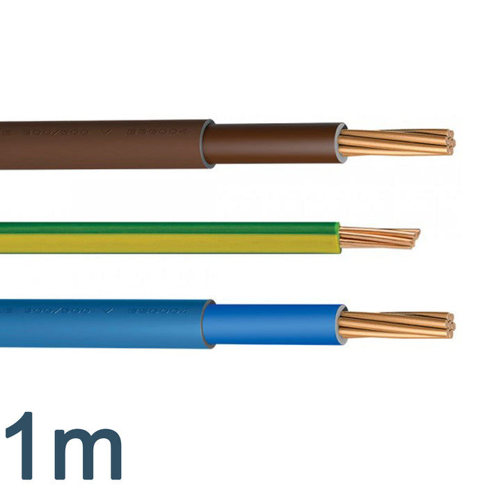 1m Flexi Meter Tails Cable 6181Y Brown, Blue 25mm and Earth Green/Yellow 16mm