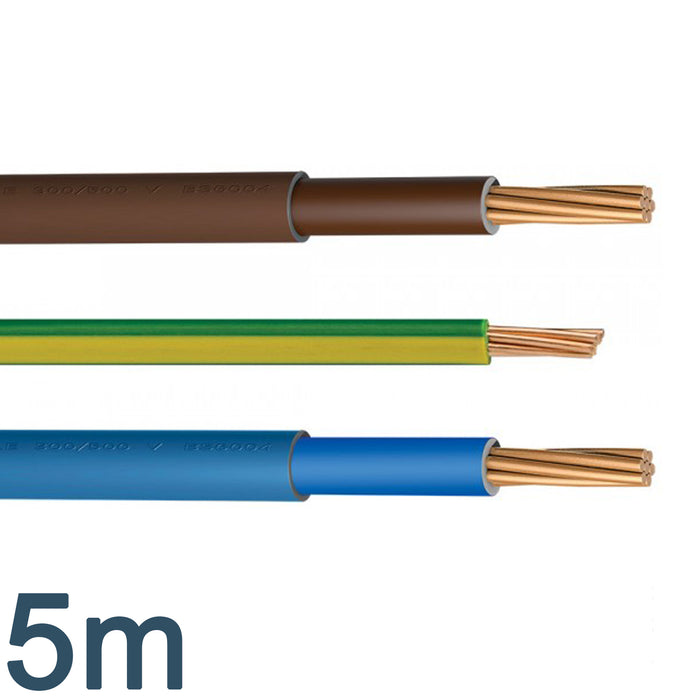 5m Flexi Meter Tails Cable 6181Y Brown, Blue 25mm and Earth Green/Yellow 16mm