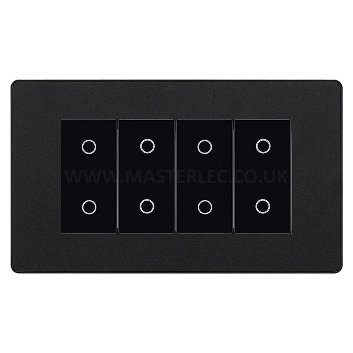 BG Evolve Matt Black Screwless Quad Master Touch Dimmer Switch PCDMBTDM4B
