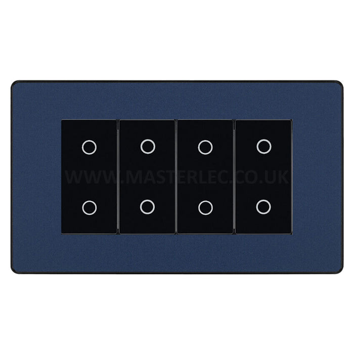 BG Evolve Matt Blue Screwless Quad Secondary Touch Dimmer Switch PCDDBTDS4B