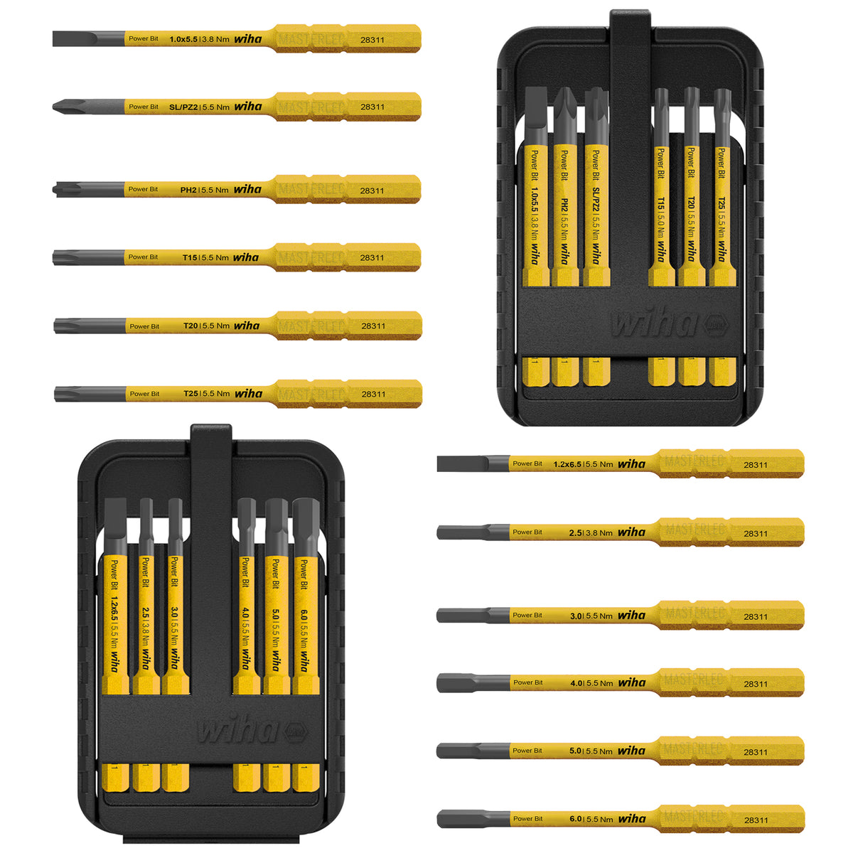 Wiha 44106 44107 SpeedE Yellow Power Bits Electrical Slotted