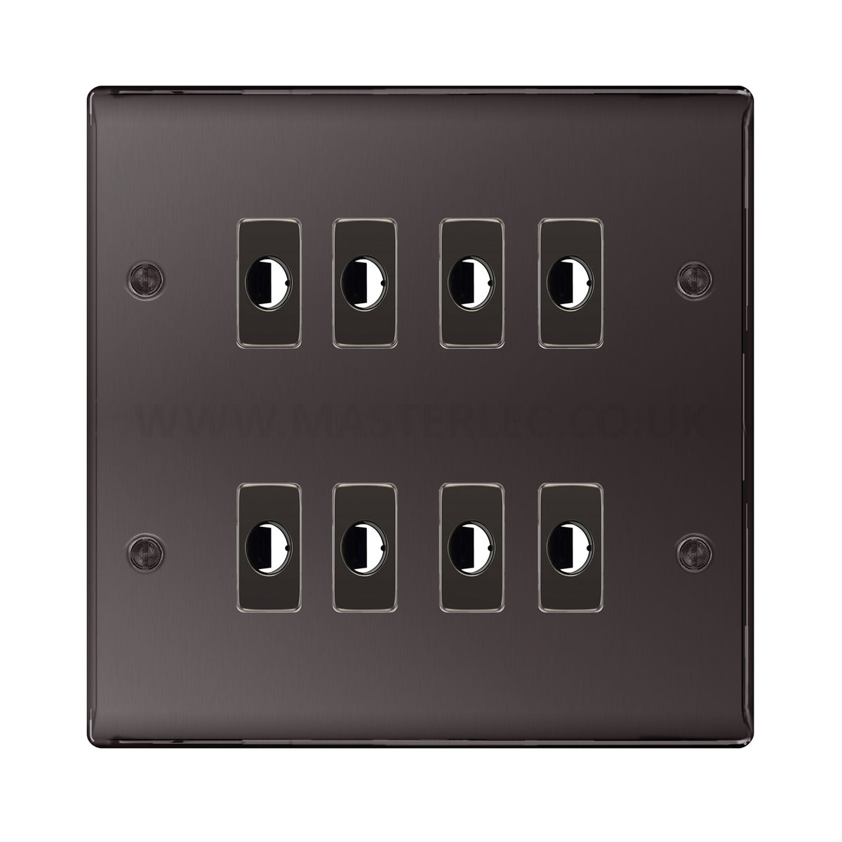 BG Nexus Metal Black Nickel 8 Gang Flex Outlet Socket — Masterlec