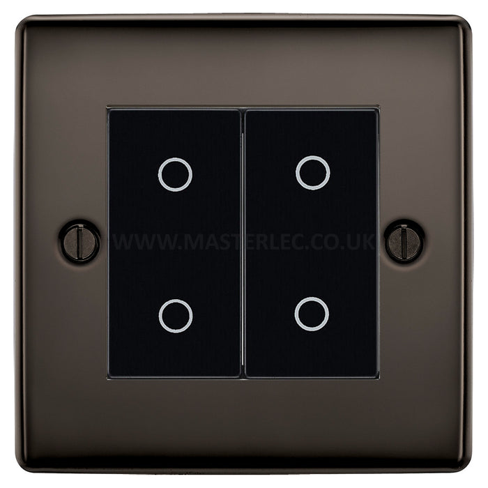 BG Nexus Black Nickel Double Secondary Touch Dimmer Switch Black Inserts NBNTDS2B