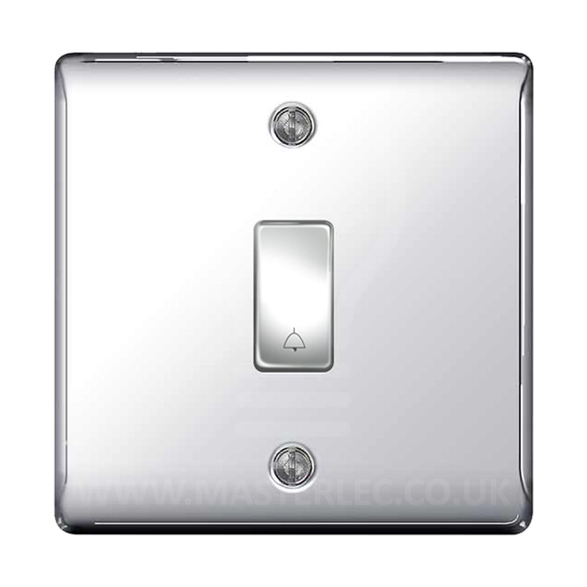 BG Nexus Polished Chrome 1 Gang Retractable Bell Switch with Bell Symb ...