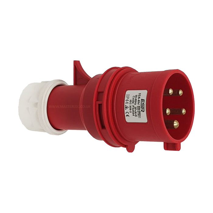 ESR Fast Fit Industrial Trailing Plug IP44 32 Amp 5 Pin P32544 Red 3P + N + E
