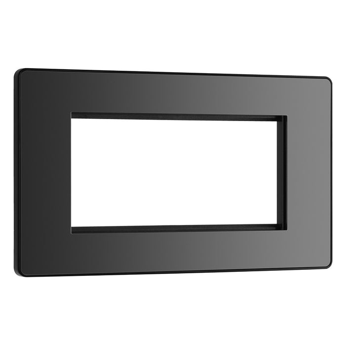 BG Evolve Black Chrome Screwless Quad Euro Module Front Plate PCDBCEMR4B