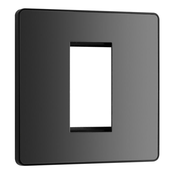 BG Evolve Black Chrome Screwless Single Euro Module Front Plate PCDBCEMS1B