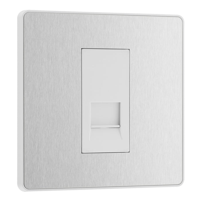 BG Evolve Brushed Steel Screwless Single Secondary Telephone Socket PCDBSBTS1W