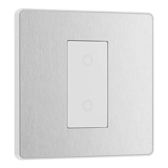 BG Evolve Brushed Steel Screwless Single Master Touch Dimmer Switch PCDBSTDM1W