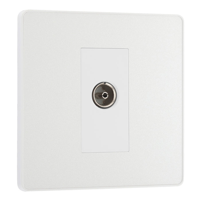 BG Evolve Pearlescent White Screwless TV Aerial Socket PCDCL60W