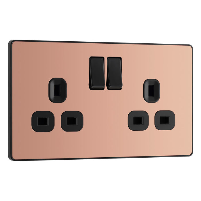 BG Evolve Polished Copper Screwless Double Socket PCDCP22B